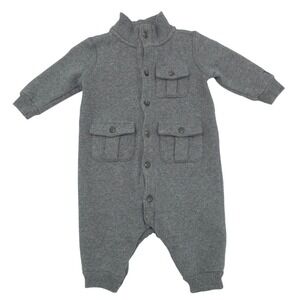 Ralph Lauren Baby Boys Utility Fleece Coverall Romper Heather Gray 3M